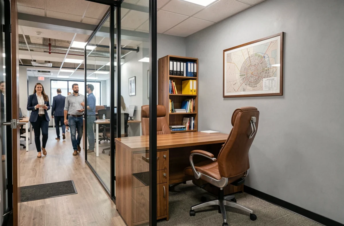 Bureau privé vitré disponible à la location dans un espace de coworking de Boulogne-Billancourt