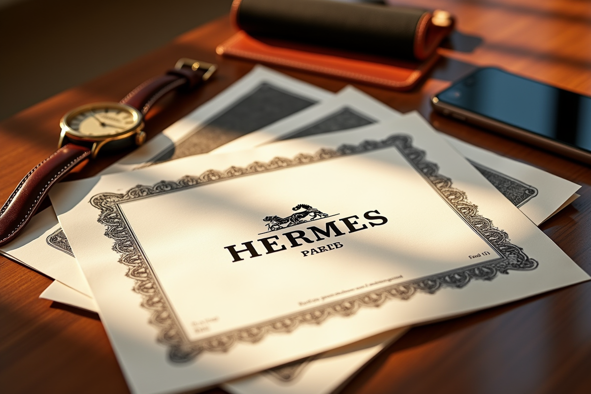 Certificats d actions Hermes avec accessoires élégants
