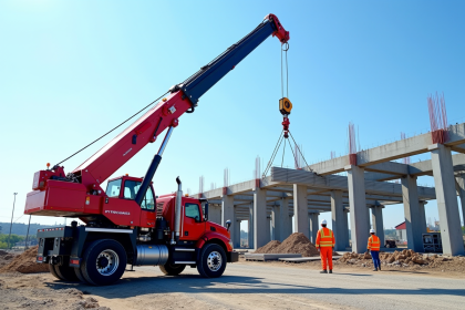 Chantier de construction moderne avec grue en action