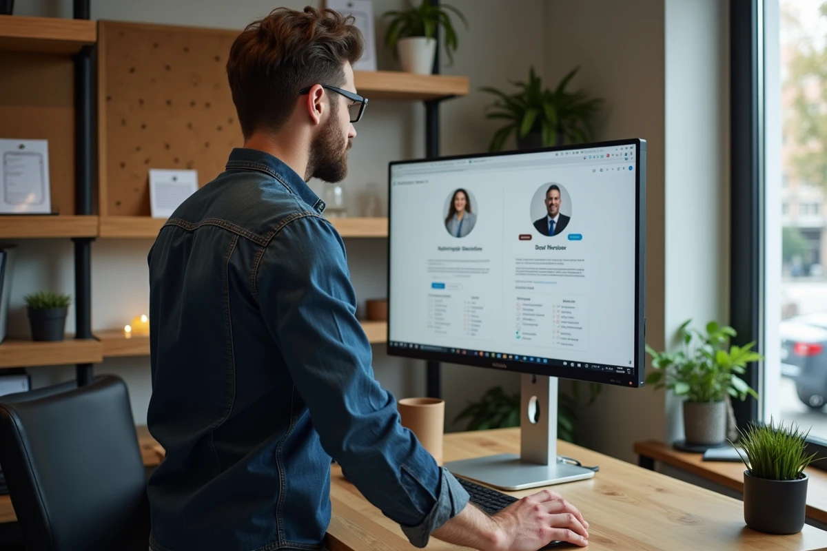 Entrepreneur consultant un comparatif d'agences digitales sur son ordinateur de bureau