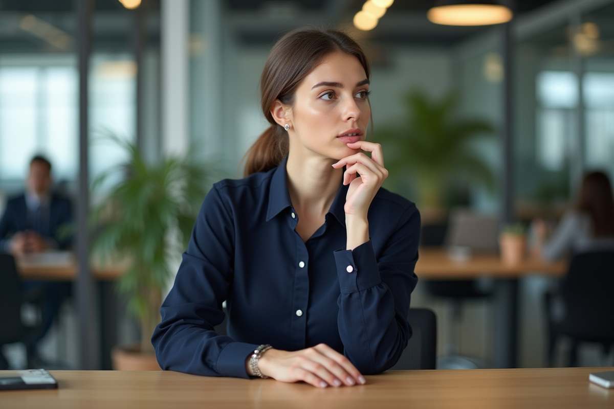 Jeune femme professionnelle assise au bureau