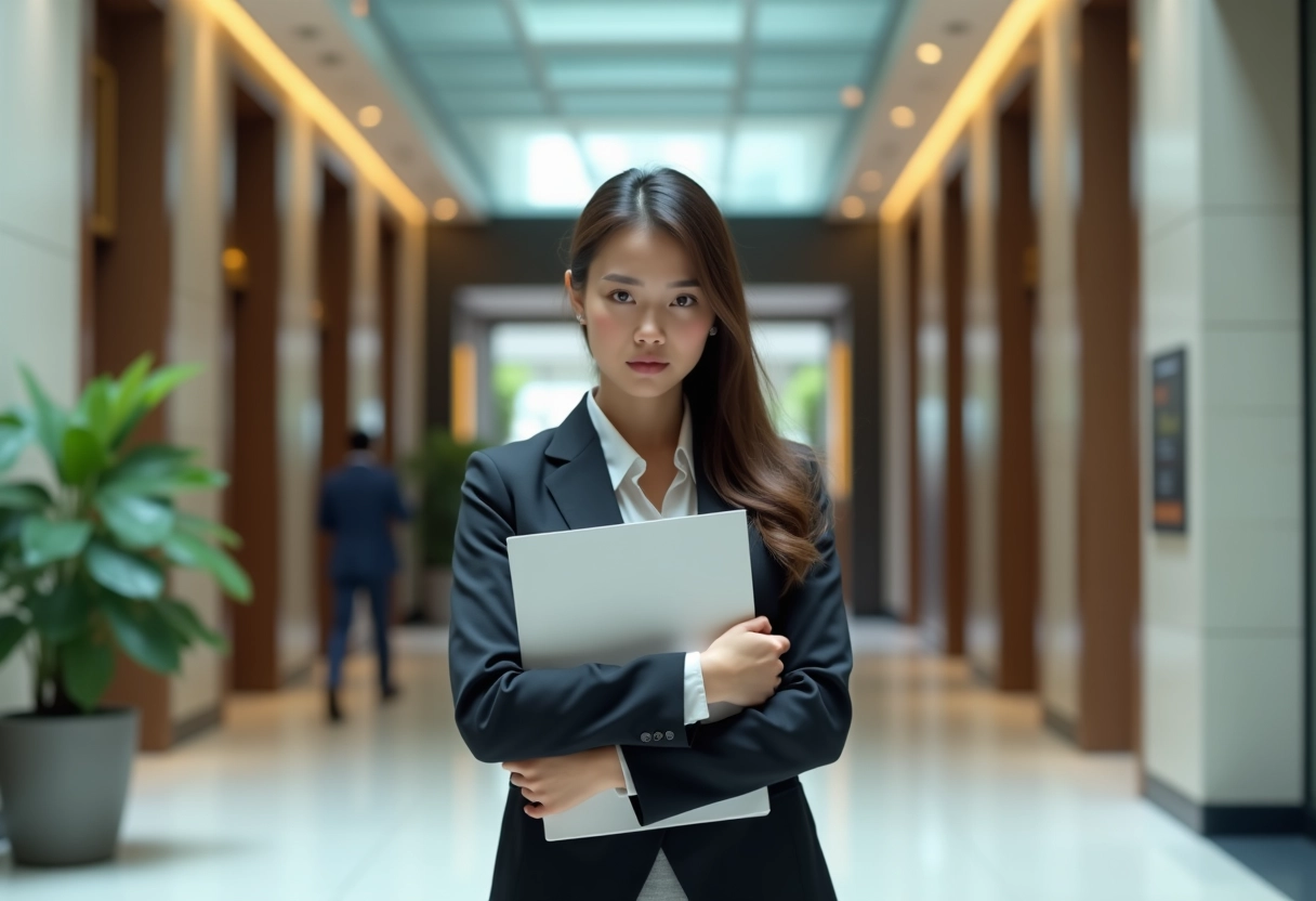 Jeune femme professionnelle dans le lobby d