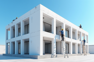 Isolation en polystyrène expansé dans un bâtiment d'entreprise moderne