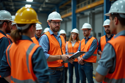 Groupe d'employes en formation securite au travail
