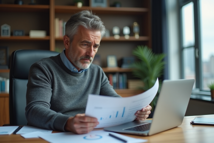 Homme d'affaires analysant des graphiques financiers