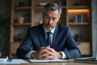 Homme d affaires en costume regardant un dossier confidentiel