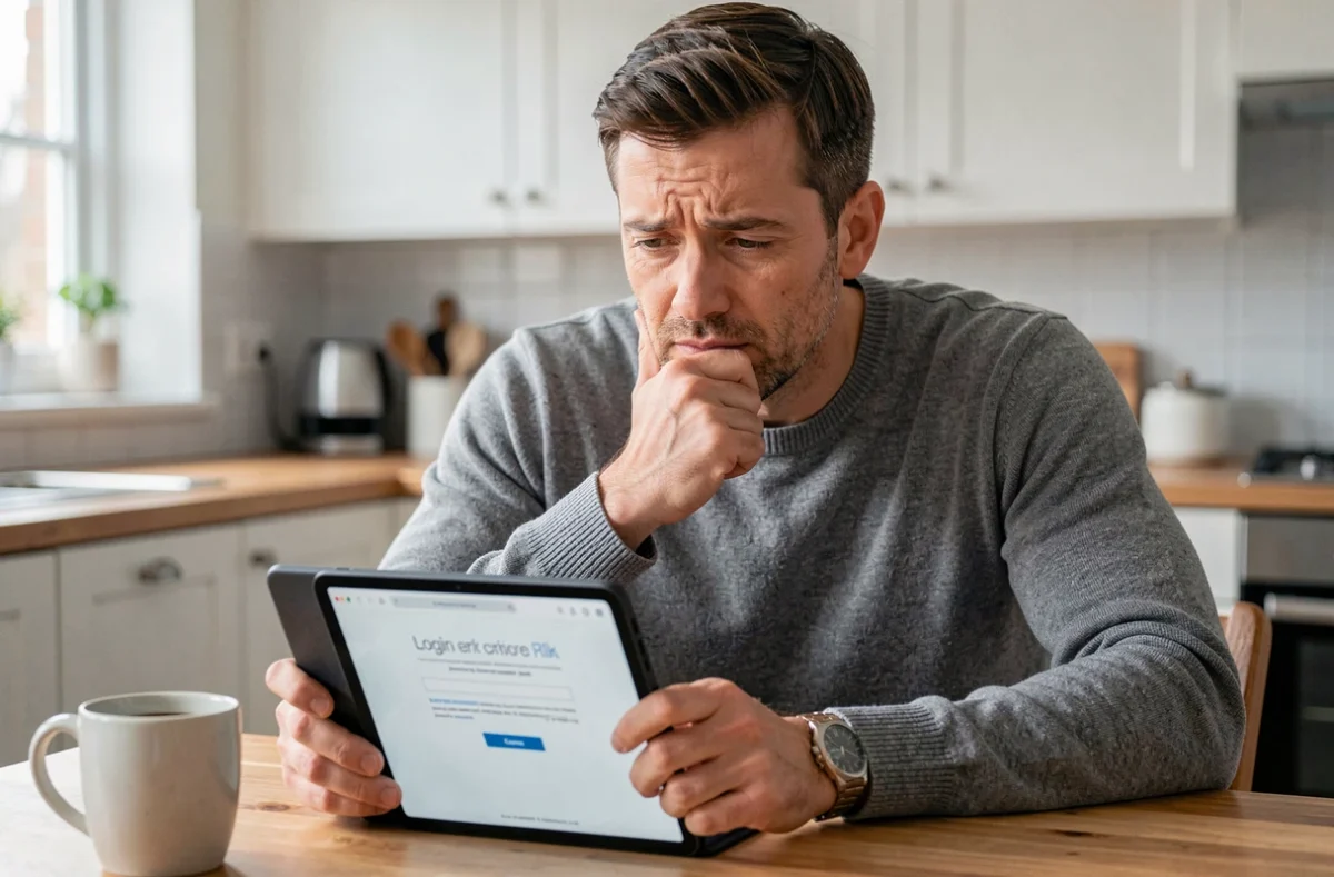 Homme à domicile face à un problème de connexion sur l'application Alis BNP sur sa tablette