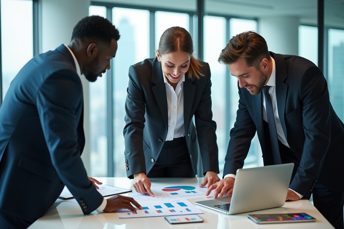 Équipe de professionnels discutant autour d