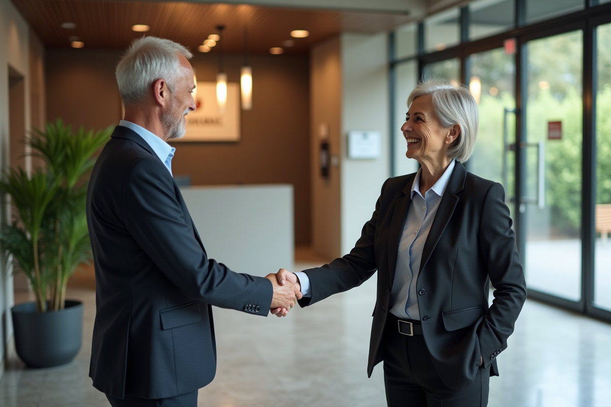 Femme dirigeante serrant la main d